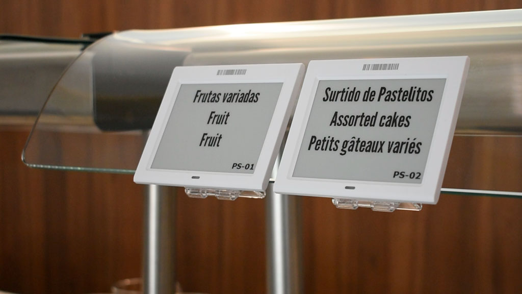 Dos Etiquetas electrónicas para buffet